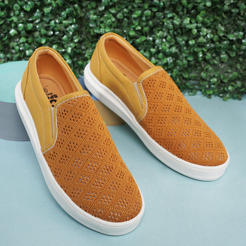 Women's Woven Design Slip-On Sneakers