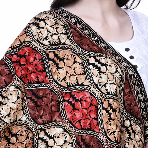 Women's Aari Embroidered Wool Stole