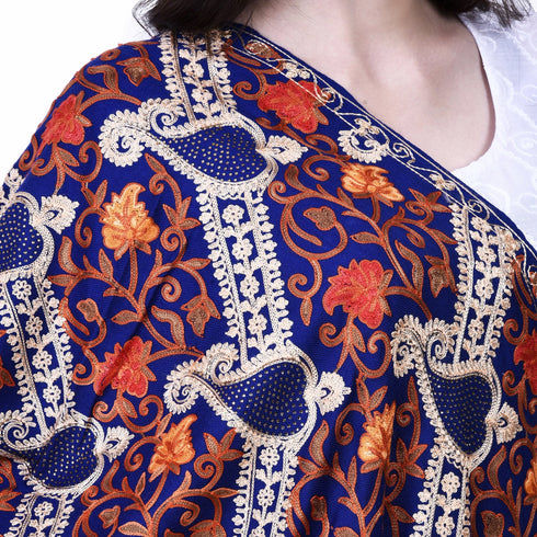 Women's Aari Embroidery Wool Stole