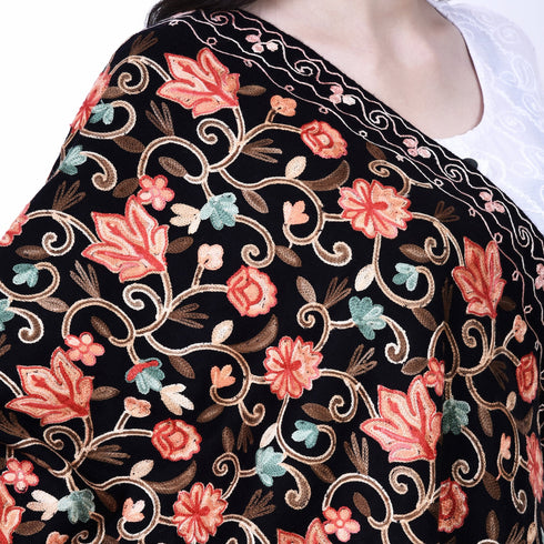 Women's Aari Embroidered Wool Shawl