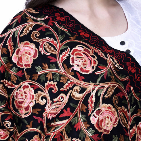 Women's Aari Embroidered Wool Shawl