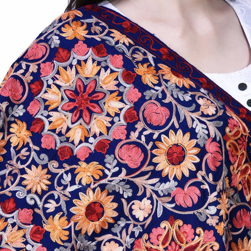 Women's Aari Embroidery Wool Stole