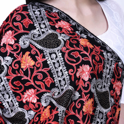 Women's Aari Embroidery Wool Stole