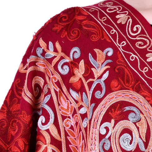 Women's Aari Embroidery Wool Stole