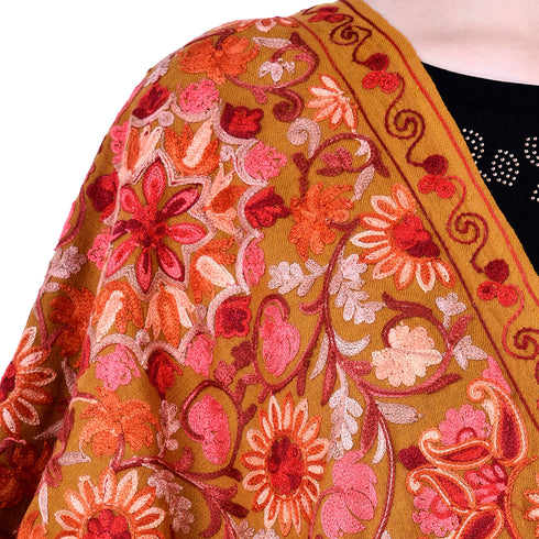 Women's Aari Embroidery Wool Stole