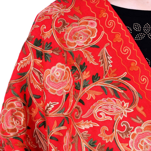 Women's Aari Embroidered Wool Shawl