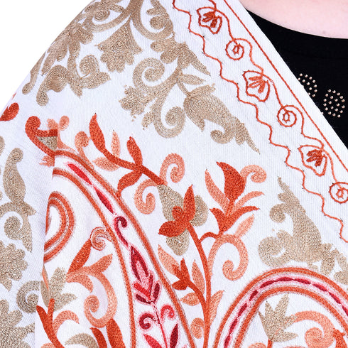 Women's Aari Embroidery Wool Stole