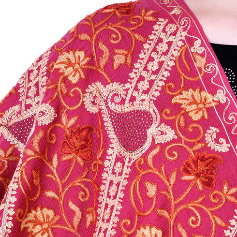 Women's Aari Embroidery Wool Stole