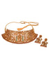 GoldPlated Green AD Studded Radha Krishna Temple Jewellery Set