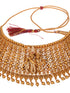 GoldPlated White AD Embellished Temple Radhe Krishna Choker Jewellery Set