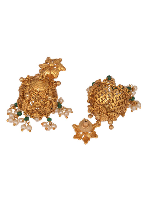 GoldPlated AD Embellished Enchanting Krishna Temple Choker Jewellery Set