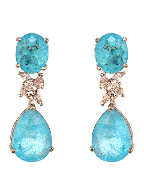 Saraf RS Women Jewellery Turquoise Blue Teardrop Shaped Drop Earrings