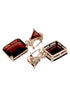 SilverPlated Maroon Faux Glass Studded Geometric Drop Earrings