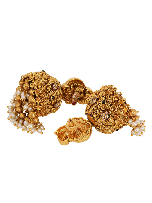 GoldPlated AD Embellished Temple Ram Darbaar Jewellery Set