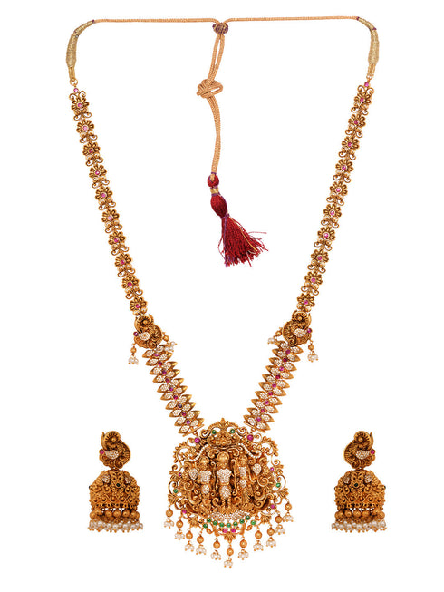 GoldPlated AD Embellished Temple Ram Darbaar Jewellery Set
