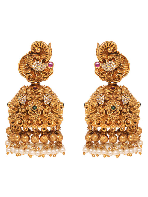 GoldPlated AD Embellished Temple Ram Darbaar Jewellery Set