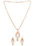 Gold Toned Pearl Studded Minimal Locket Jewellery Set