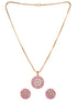 Women Pink & White Gold Plated AD & Pearl Studded Jewellery Set