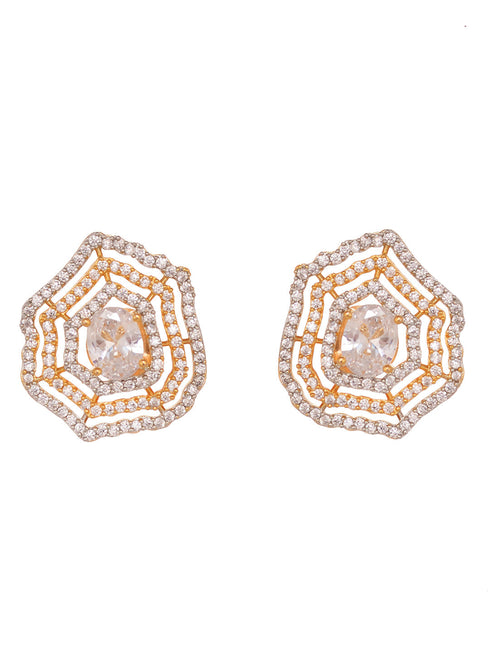 Gold Plated AD Studded Statement Pendant jewellery set