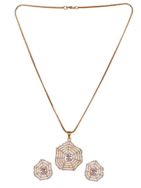 Gold Plated AD Studded Statement Pendant jewellery set