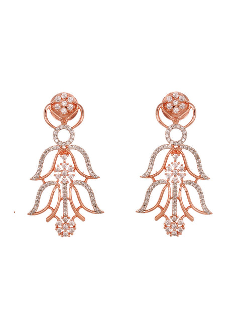 Rose GoldPlated White AD Studded Jewellery Set