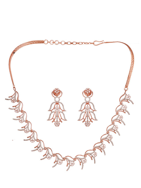 Rose GoldPlated White AD Studded Jewellery Set