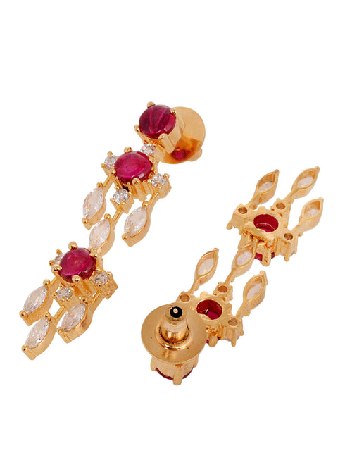 Gold Plated & Pink AD Studded Necklace & Earrings
