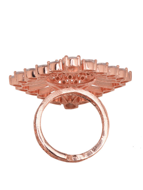 Rose GoldPlated & White AD Studded Ring