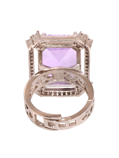 Rose GoldPlated & White AD Studded Ring