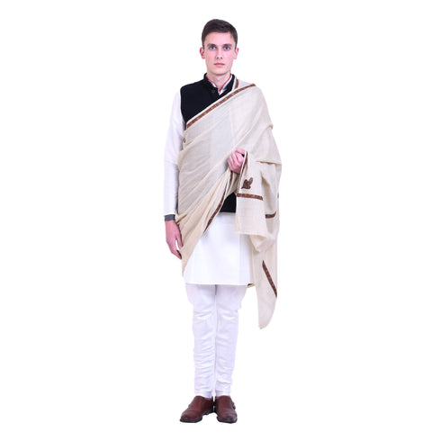 Men's Kashmiri Hand Embroidered Wool Shawl