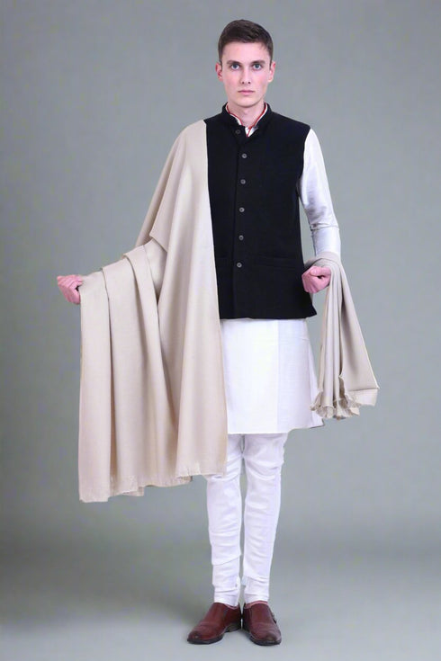 Men's Solid Pure Wool Shawl