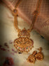 Saraf RS Gold Plated ADStudded Temple Lakshmi Long Haram Jewellery set