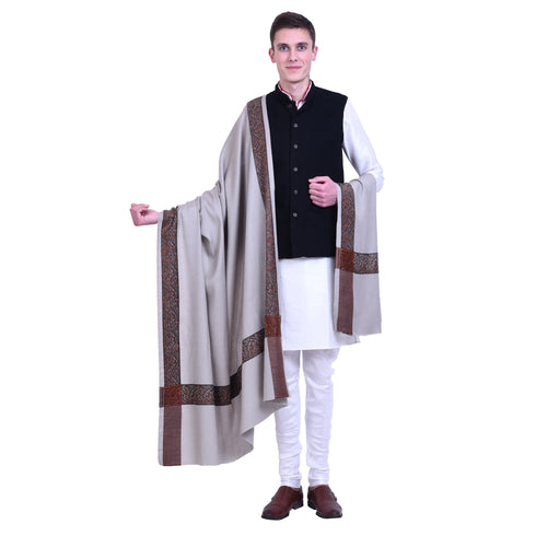 Men's Pure Wool Border Shawl
