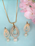 Gold Toned Pearl Studded Minimal Locket Jewellery Set