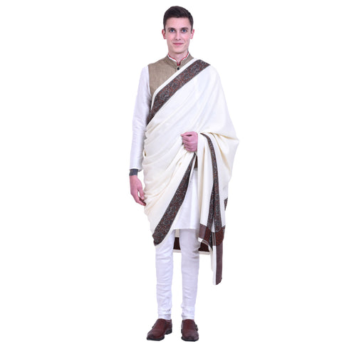 Men's Pure Wool Border Shawl
