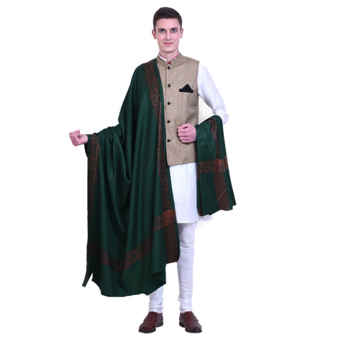 Men's Pure Wool Border Shawl