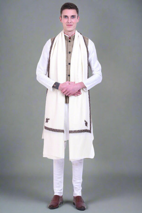 Men's Kashmiri Hand Embroidered Wool Shawl