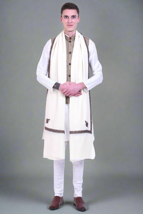 Men's Kashmiri Hand Embroidered Wool Shawl