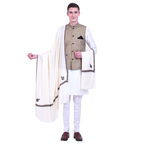Men's Kashmiri Hand Embroidered Wool Shawl