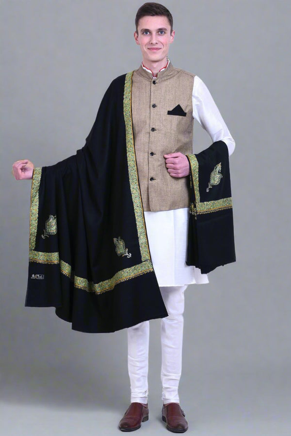 Men's Hand Embroidered Wool Shawl