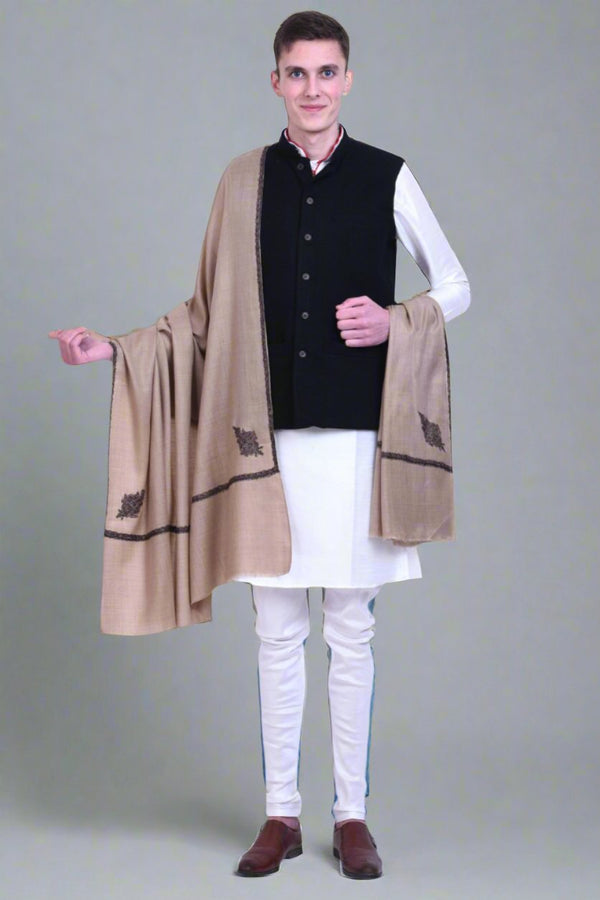 Men's Hand Embroidered Wool Shawl