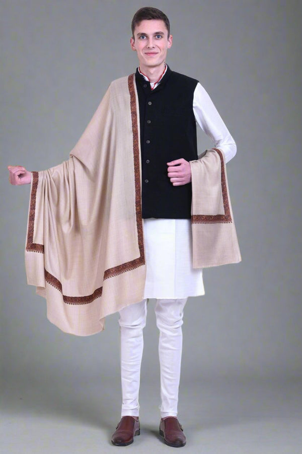 Men's Hand Embroidered Wool Shawl