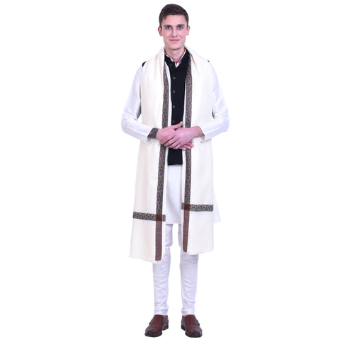 Men's Pure Wool Border Shawl