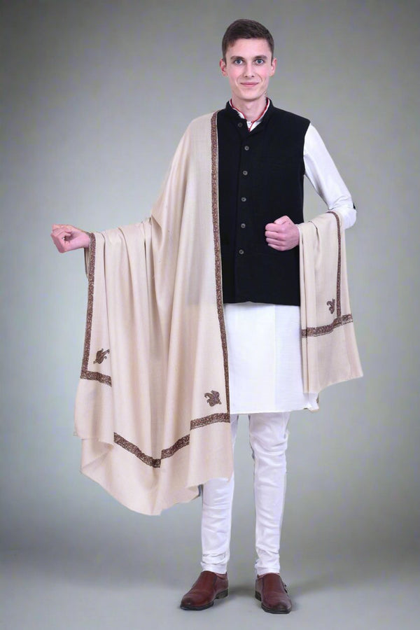 Men's Hand Embroidered Pure Wool Shawl