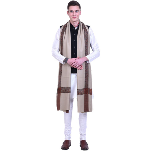 Men's Pure Wool Border Shawl
