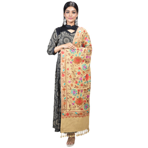 Women's Aari Embroidered Wool Stole