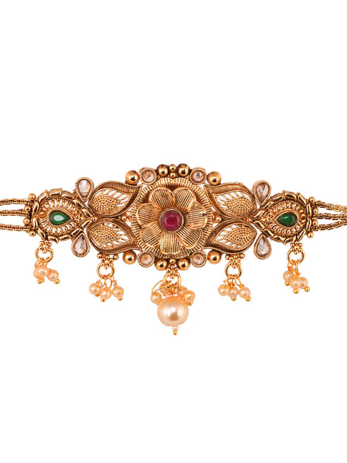 GoldPlated Red & Green AD Studded Jewellery Set