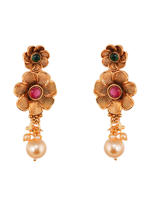 GoldPlated Red & Green AD Studded Jewellery Set