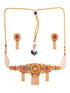 Women GoldPlated Red KempStudded Temple Jewellery Set