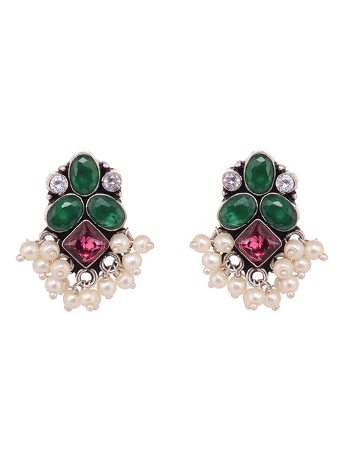 Green Contemporary Jhumkas Earrings